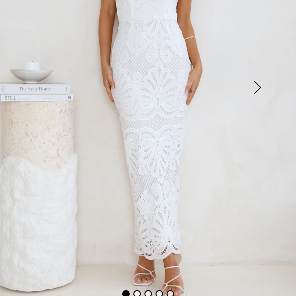 Angel Biba White Lace Maxi Dress